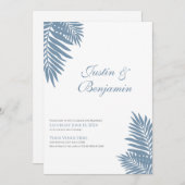 Blue Palm Faire-part de mariage tropicale 5 X 7 (Devant / Derrière)