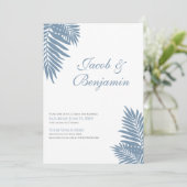 Blue Palm Leaves Celebration Invitation (Debout devant)