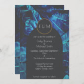 Blue Palm Modern Wedding Invitation Kaart (Voorkant / Achterkant)
