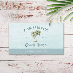 Blue Palm Tree moderne Beach House Carte de visite