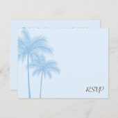 Blue Palm Tree RSVP Weddenschapskaart (Voorkant / Achterkant)
