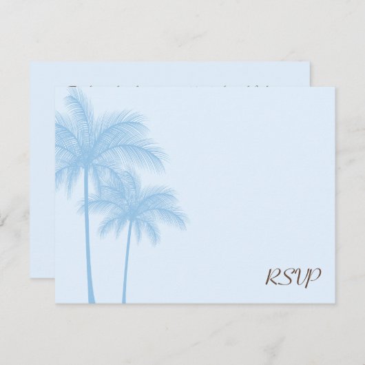 Blue Palm Tree RSVP Weddenschapskaart (Voorkant / Achterkant)