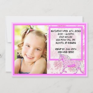 Blue Palomino Birthday (roze lichtjes/pic) Kaart