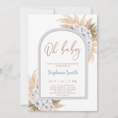 Blue Pampas Grass Arch Baby shower Boy Uitnodiging (Voorkant)