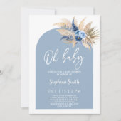 Blue Pampas Grass Baby shower Boy Invitation (Devant)