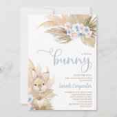 Blue Pampas Grass Boy Bunny Baby shower Invitation (Devant)