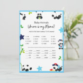 Blue Panda Baby shower Taille du jeu Invitation (Debout devant)