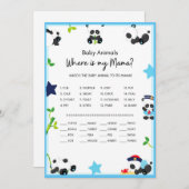 Blue Panda Baby shower Taille du jeu Invitation (Devant / Derrière)