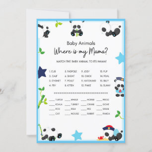 Blue Panda Baby shower Taille du jeu Invitation
