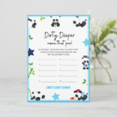 Blue Panda Baby shower Taille du jeu Invitation (Debout devant)