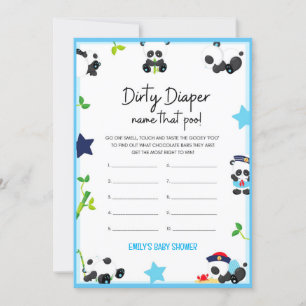 Blue Panda Baby shower Taille du jeu Invitation