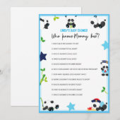Blue Panda Baby shower Taille du jeu Invitation (Devant / Derrière)
