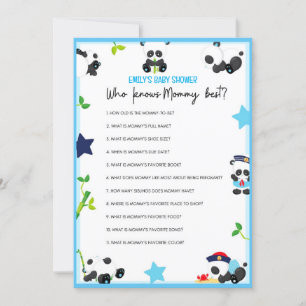 Blue Panda Baby shower Taille du jeu Invitation