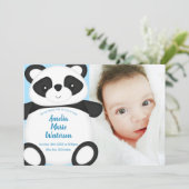 Blue Panda Bear Baby Faire-part de naissance (Debout devant)