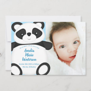 Blue Panda Bear Baby Faire-part de naissance 