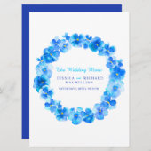 Blue pansement art fleur wreath art menu mariage (Devant / Derrière)