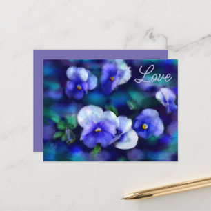 Blue Pansies Pansy Bloemen Bloemen Liefde Briefkaart