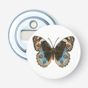 Blue Pansy Butterfly Button Flesopener