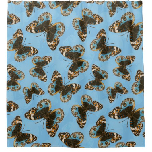 Blue Pansy Butterfly patroon Douchegordijn (Voorkant)