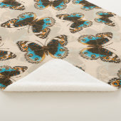 Blue Pansy Butterfly-patroon op wit Sherpa Deken (3/4)