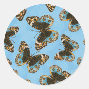 Blue Pansy Butterfly patroon Ronde Sticker