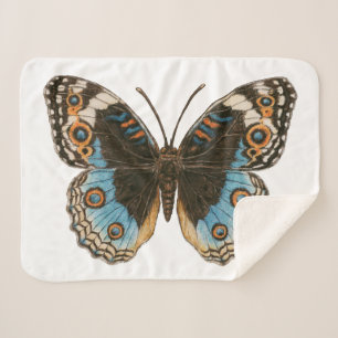 Blue Pansy Butterfly Sherpa Deken