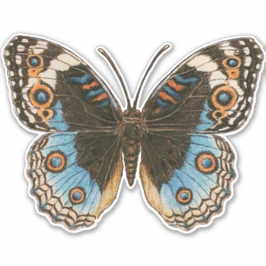 Blue Pansy Butterfly Sticker (Voorkant)
