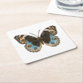 Blue Pansy Butterfly Vierkante Kartonnen Onderzetter (Schuin)