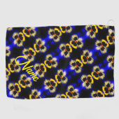 Blue Pansy Flower Abstract Pattern Personalized Golfhanddoek (Horizontaal)
