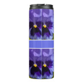 Blue Pansy Flower Floral Pattern Womans Name Thermosbeker (Achterkant)