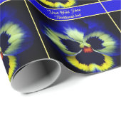 Blue Pansy Flower gepersonaliseerd Cadeaupapier (Rol Hoek)