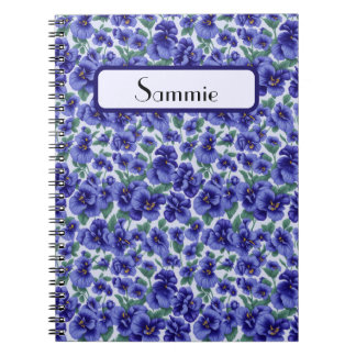 Blue Pansy Flowers Personalized Notitieboek