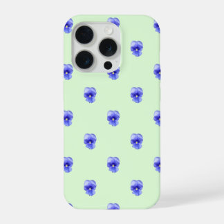 Blue Pansy on Mint - Phone Case iPhone 15 Pro Hoesje