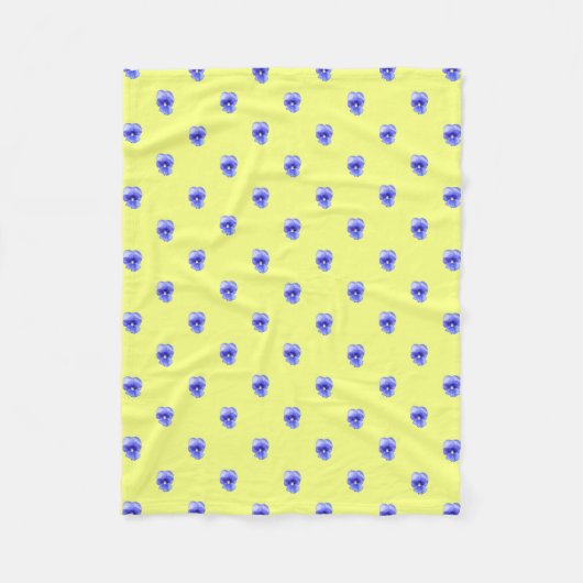 Blue Pansy on Yellow - Fleece Blanket (Voorkant)