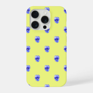 Blue Pansy on Yellow - Phone Case iPhone 15 Pro Hoesje