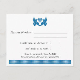 Blue Papel Picado Style Tortelduifjes RSVP Kaartje