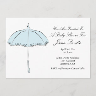 Blue Parasol Douche Uitnodiging
