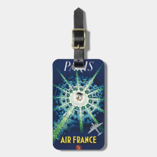 Blue  Paris Frans Air Travel Europe Bagagelabel
