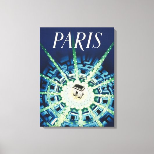 Blue Paris Frans Air Travel Europe Canvas Afdruk (Voorkant)