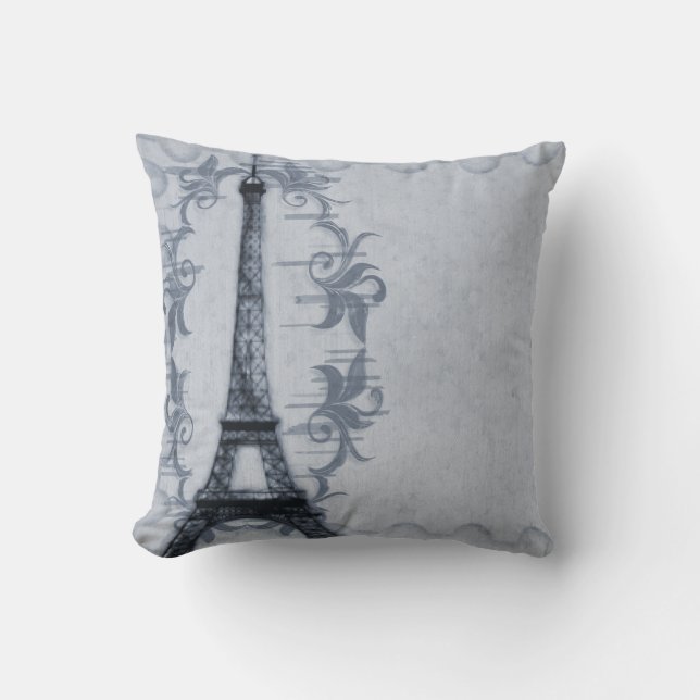 Blue Paris Grunge Amerikaanse MoJo kussen (Voorkant)