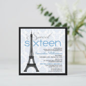 Blue Paris Sweet 16 Invitations (Debout devant)