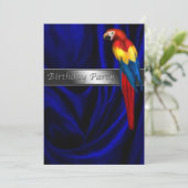 Blue Parrot Any Number Verjaardagsfeest Kaart (Staand voorkant)
