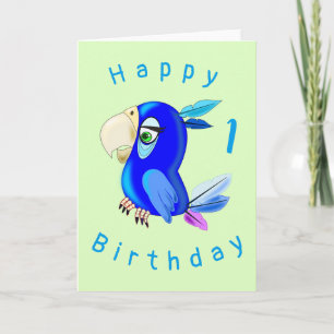 Blue Parrot Funny Birthday Kaart -