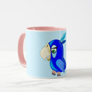 Blue Parrot Mok Gift - Uw kleuren - Tekst