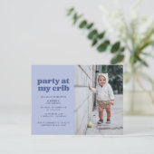 Blue Party à My Crib 1er Anniversaire Carte postal (Debout devant)