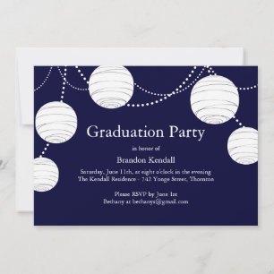 Blue Party Lantern Afstuderen Invitation Kaart