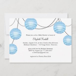 Blue Party Lantern Baby shower Invitation Kaart