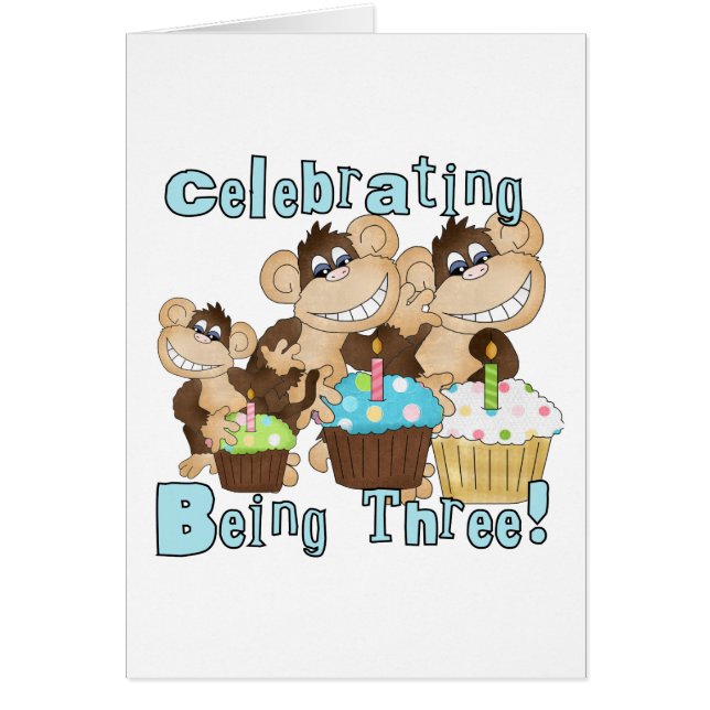 Blue Party Monkeys 3e anniversaire T-shirts et cad (Devant)