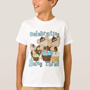 Blue Party Monkeys 3e Verjaardag T-shirts en gesch