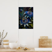 Blue Passion Flower Art Print Poster (Keuken)